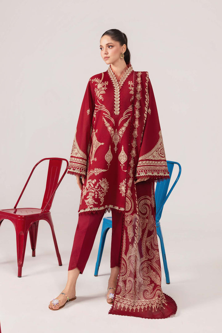 3 Pc Unstitched Embroidered Lawn Suit m-basic New Arrivals Unstitched MBSV03A-999-RED