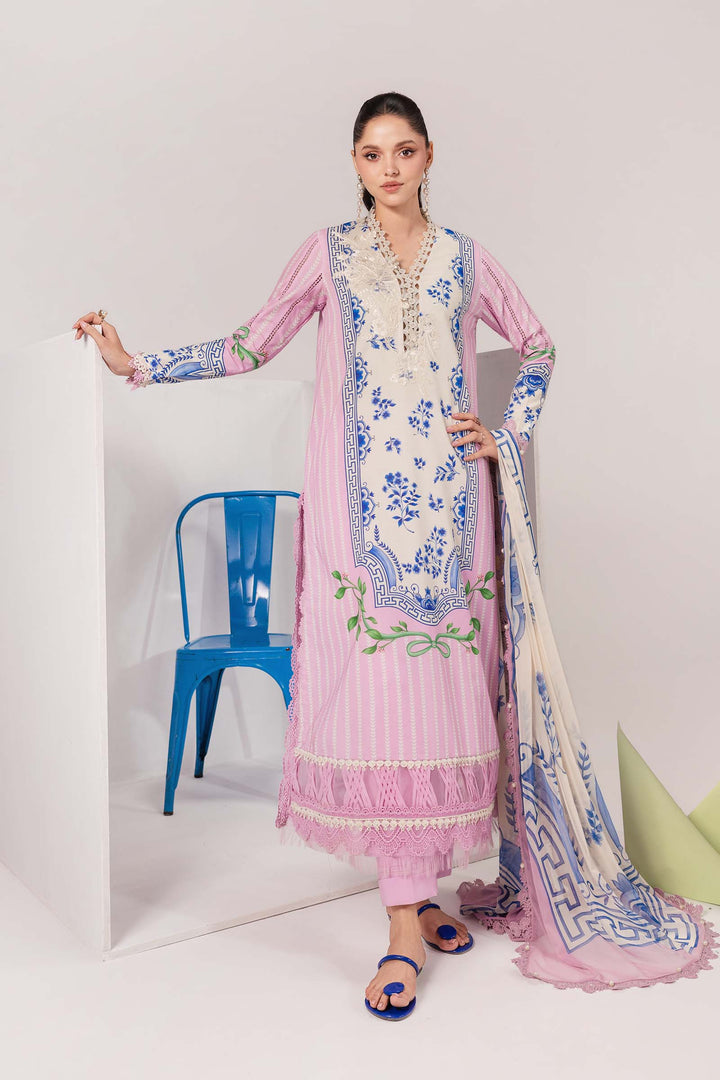 3 Pc Unstitched Embroidered Lawn Suit m-basic New Arrivals Unstitched MBSV09B-999-PNK