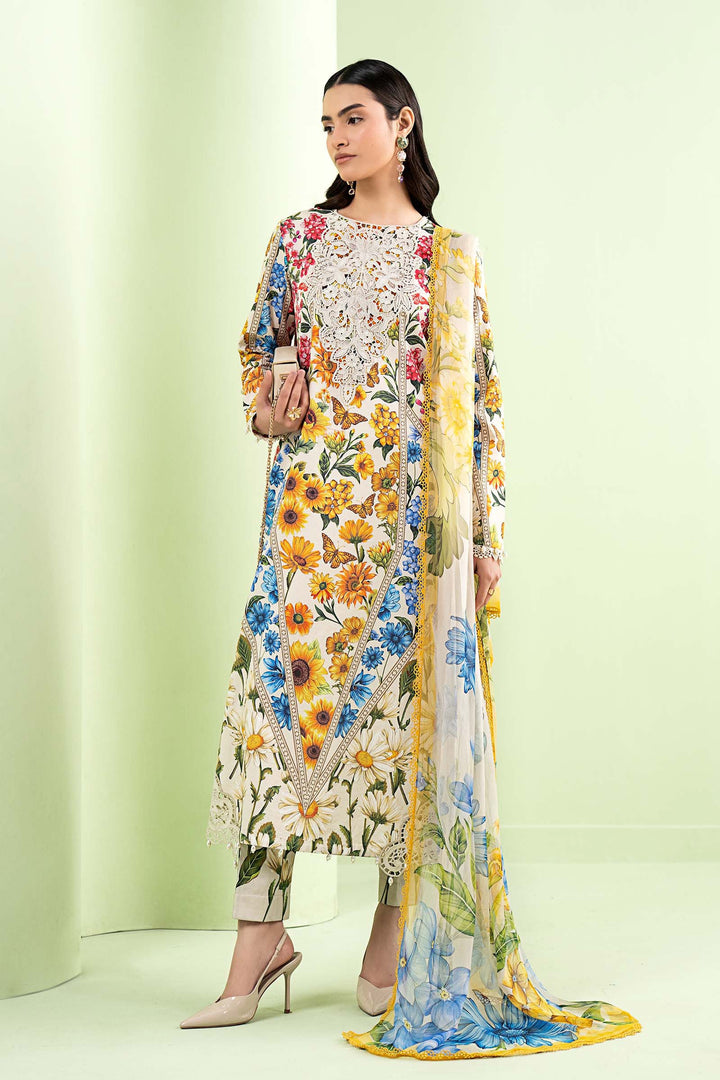 3 Piece Embroidered Lawn Suit Stitched MS2910A-SML-00A