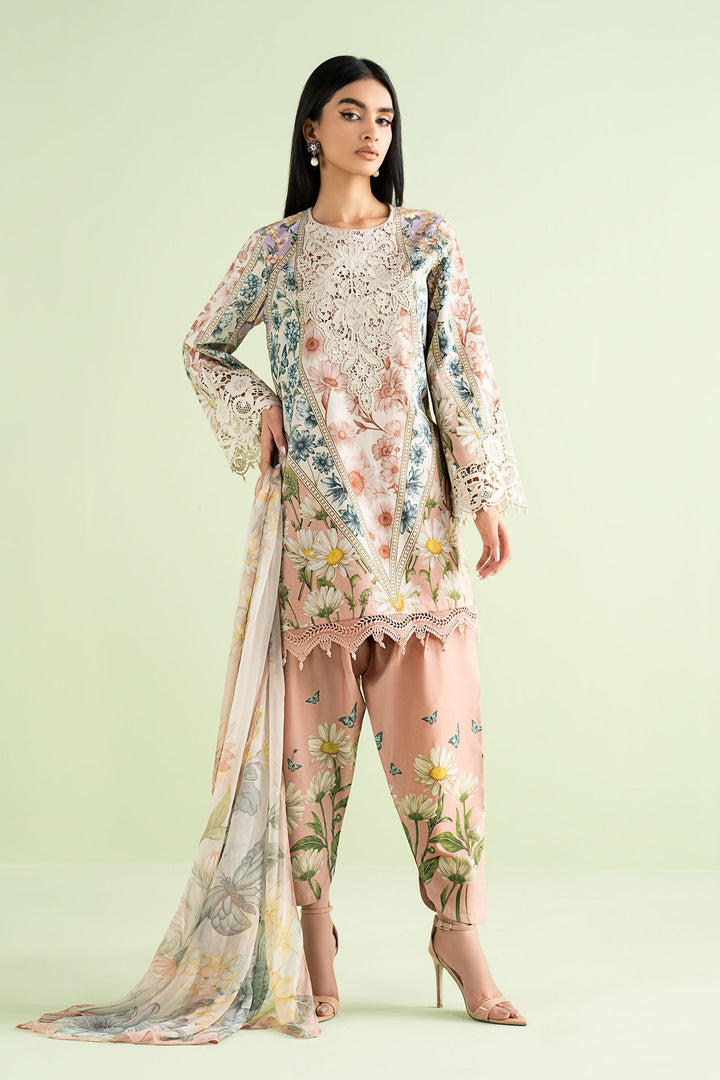 3 Piece Embroidered Lawn Suit Stitched MS2910B-SML-00B