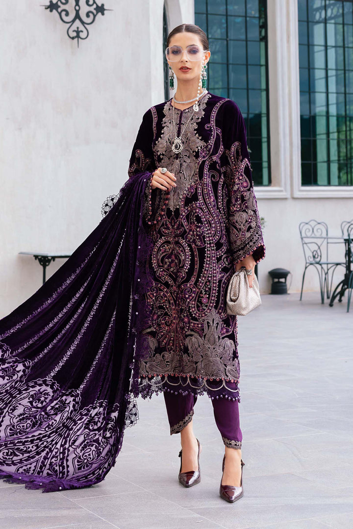 3 Piece Unstitched Embroidered Velvet Suit Unstitched Fabrics WL01311-999-PRP