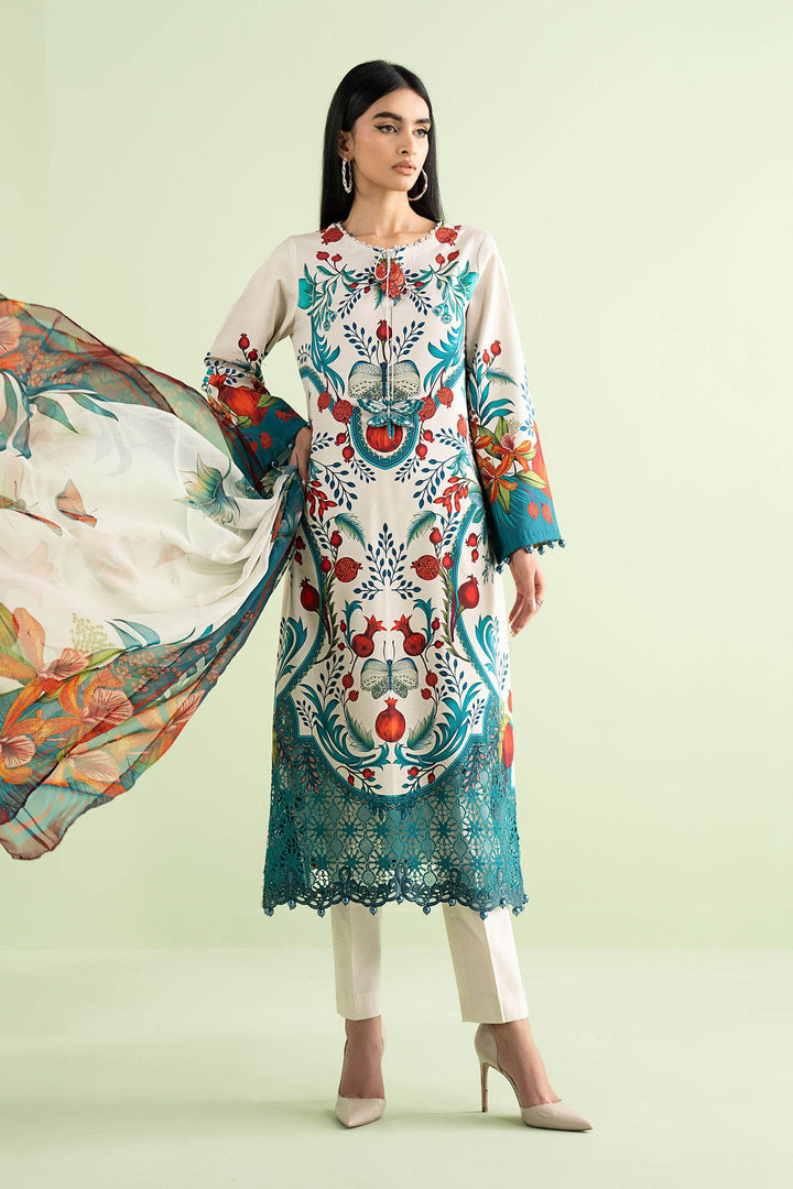 3 Piece Embroidered Lawn Suit Stitched MS2912A-SML-00A