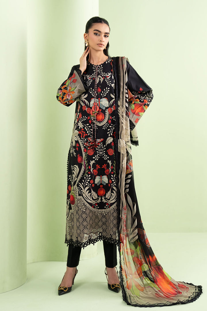 3 Piece Embroidered Lawn Suit Stitched MS2912B-SML-00B