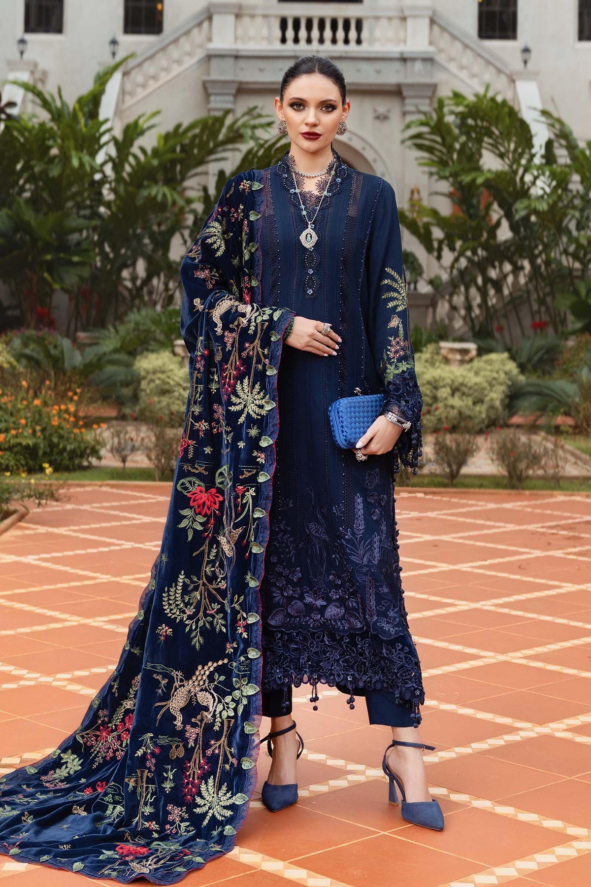 3 Piece Unstitched Embroidered Twill Linen Suit