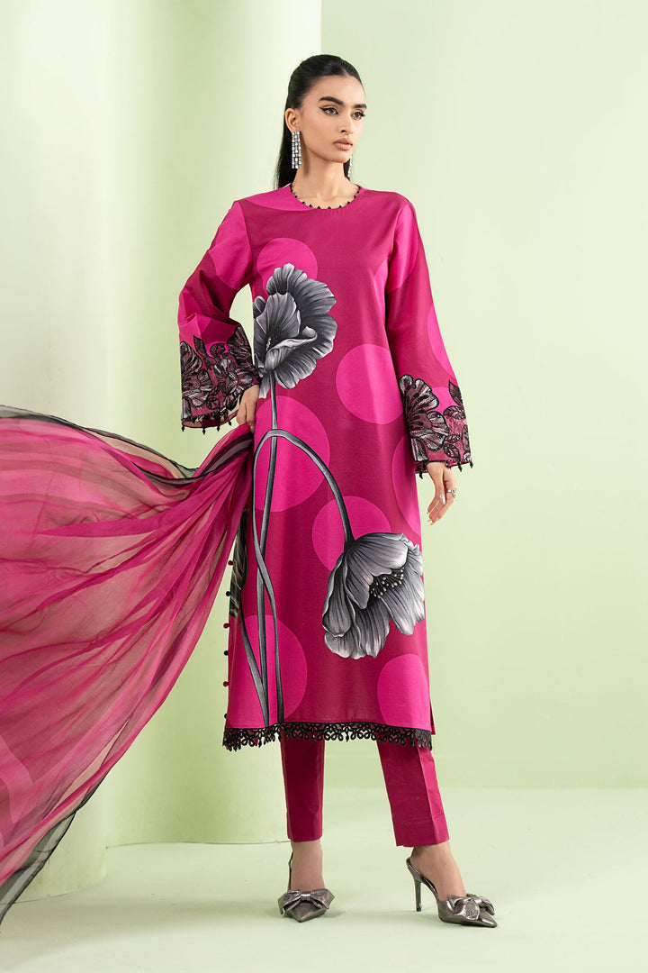 3 Piece Embroidered Lawn Suit Stitched MS2913B-SML-00B