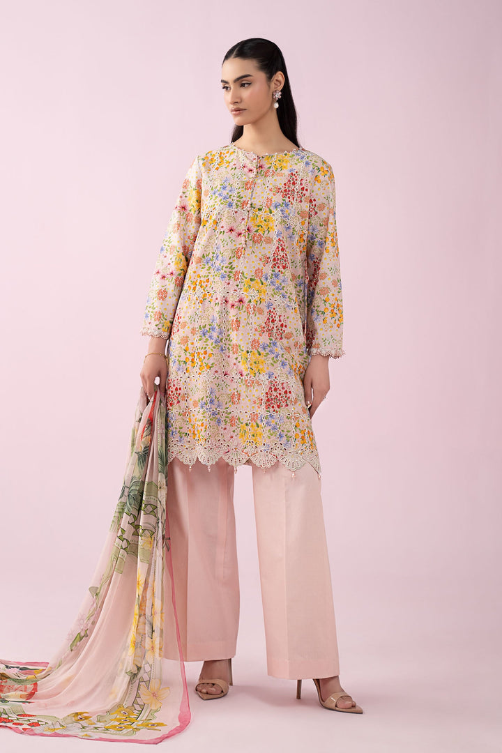 3 Piece Embroidered Lawn Suit Stitched MS2914A-SML-00A