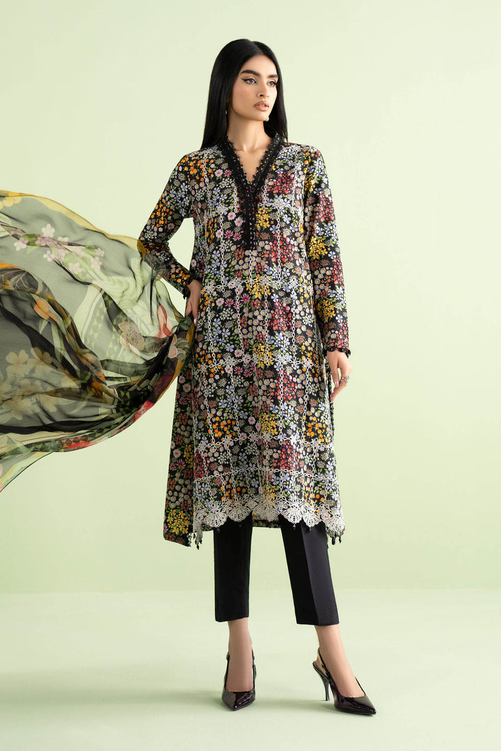3 Piece Embroidered Lawn Suit Stitched MS2914B-SML-00B