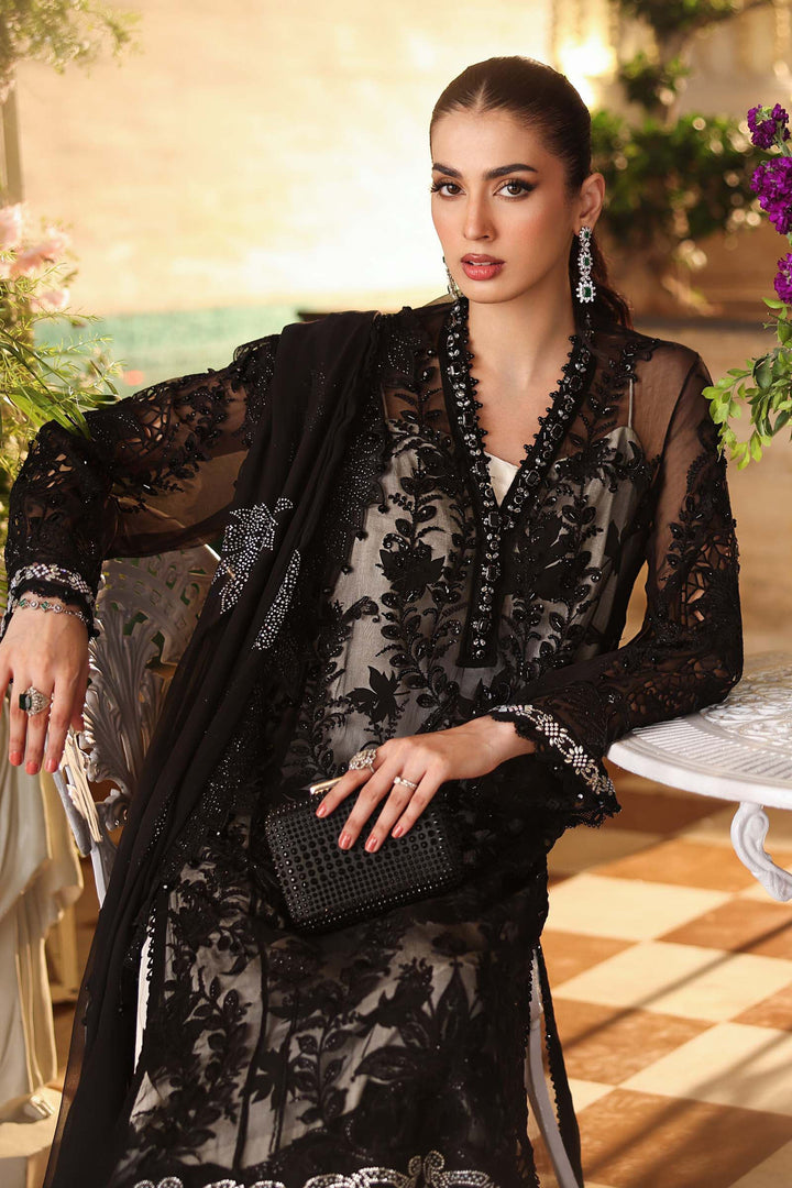 3 Piece Unstitched Embroidered Chiffon Suit Chiffon MPC2601-999-BLK