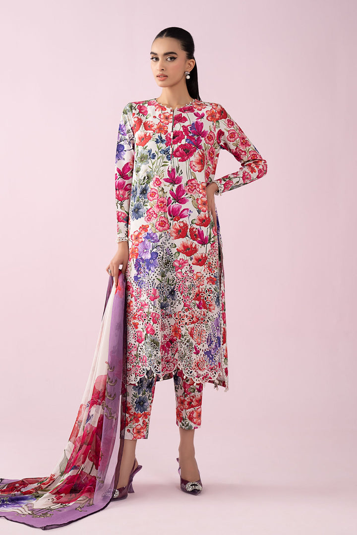 3 Piece Embroidered Lawn Suit Stitched MS2902A-SML-00A