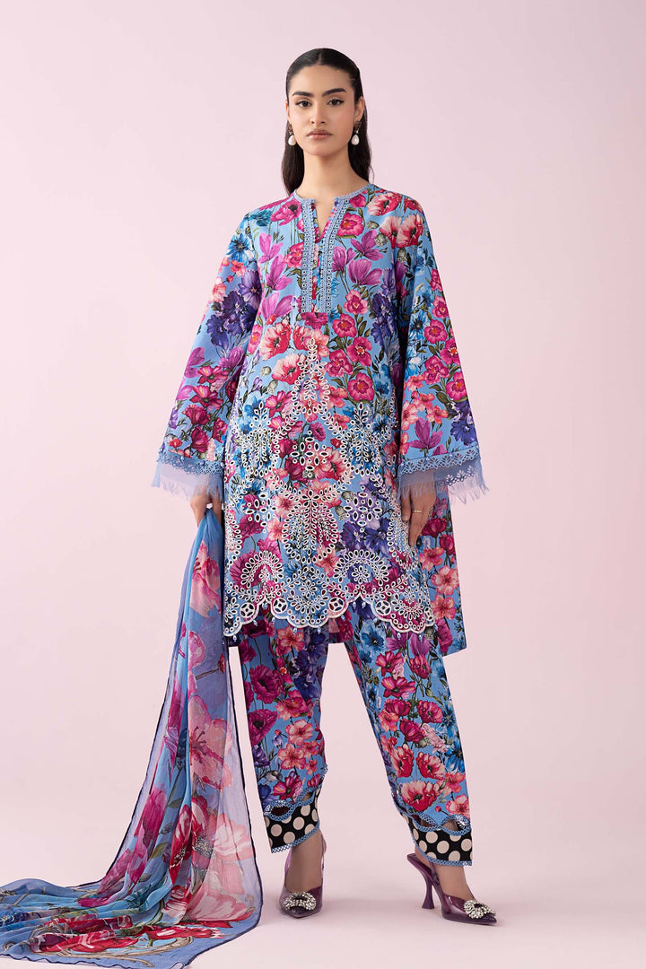 3 Piece Embroidered Lawn Suit Stitched MS2902B-SML-00B