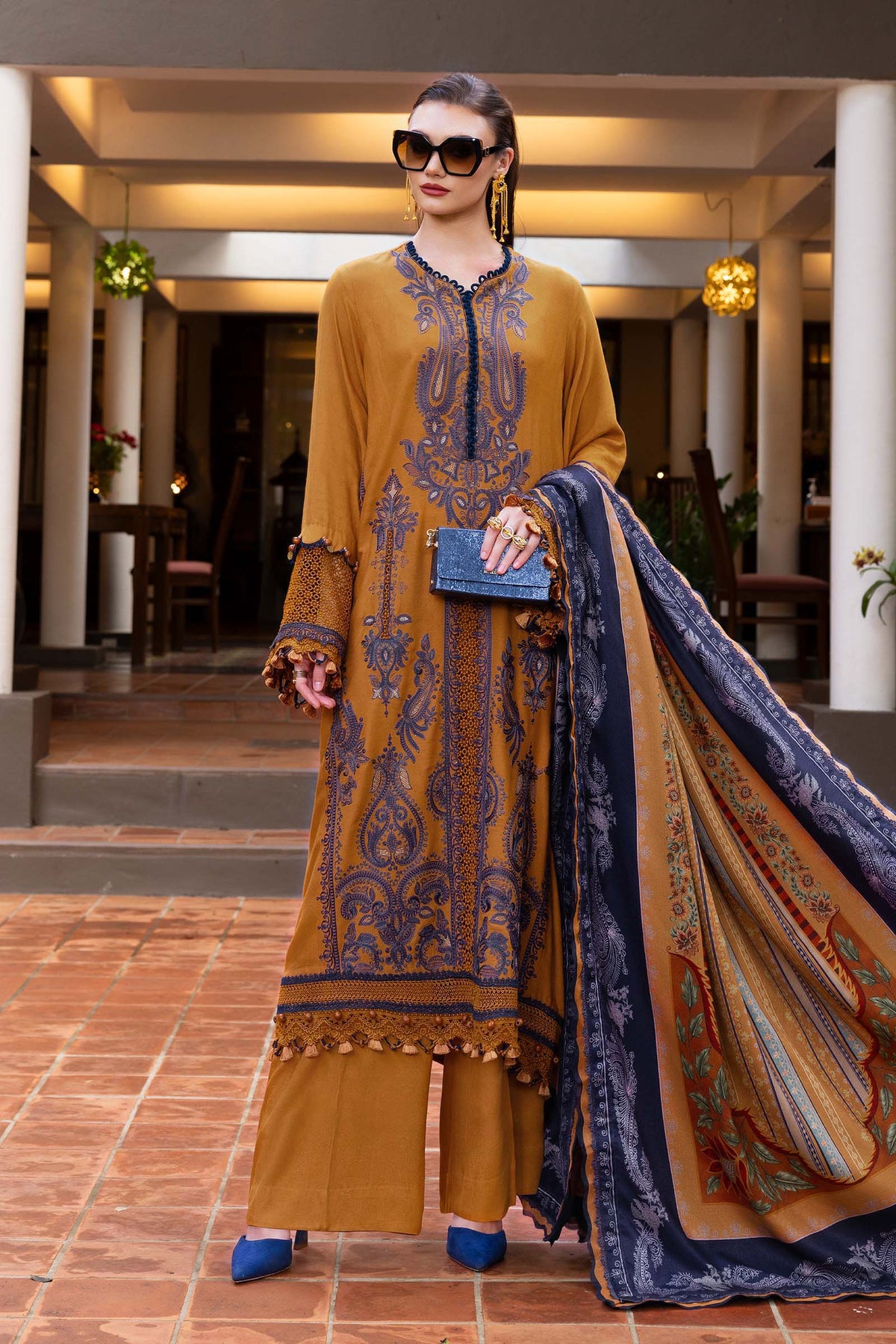 3 Piece Unstitched Embroidered Twill Linen Suit