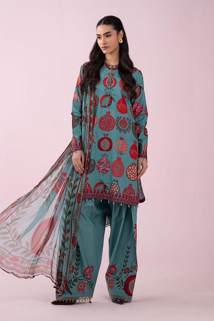3 Piece Embroidered Lawn Suit Stitched MS2903B-SML-00B