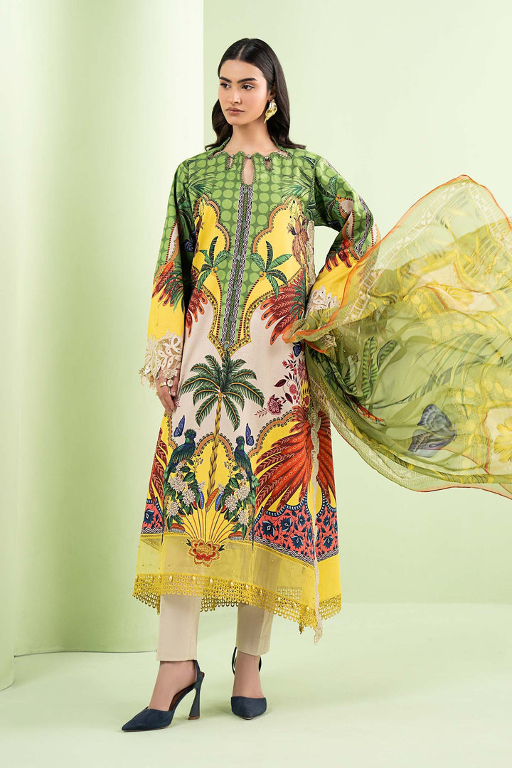 3 Piece Embroidered Lawn Suit Stitched MS2905B-SML-00B