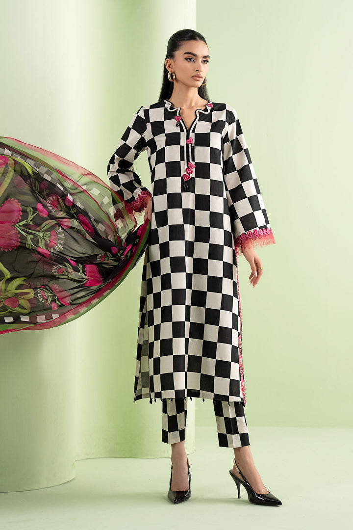 3 Piece Embroidered Lawn Suit Stitched MS2906B-SML-00B
