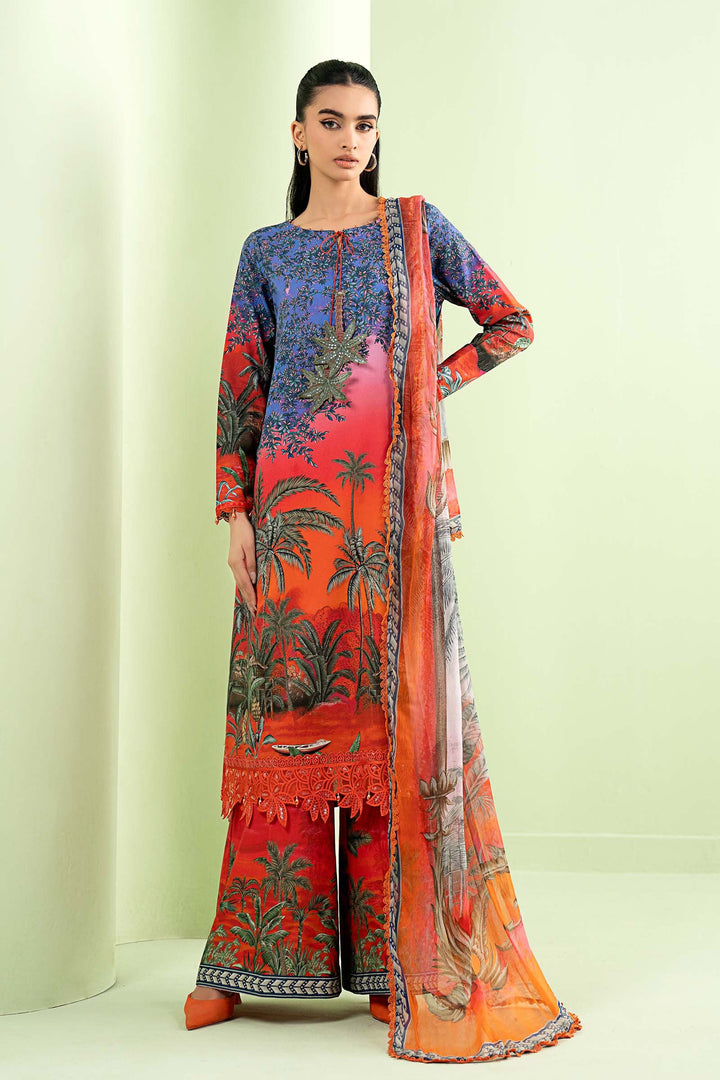 3 Piece Embroidered Lawn Suit Stitched MS2907B-SML-00B