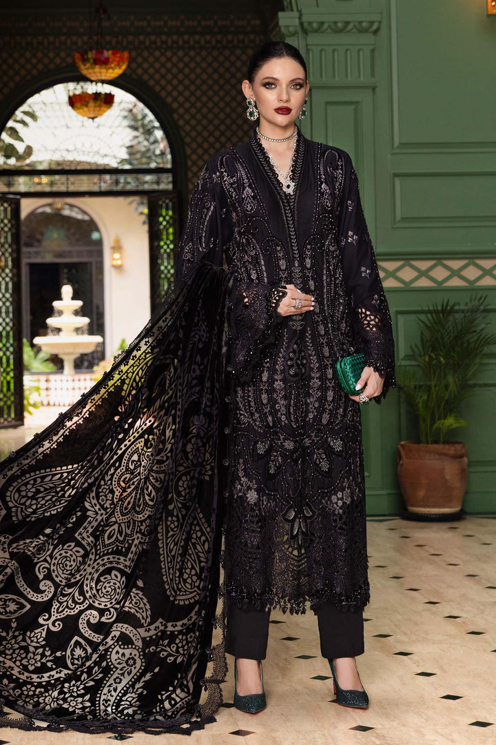 3 Piece Unstitched Embroidered Linen Suit Unstitched Fabrics WL01307-999-BLK