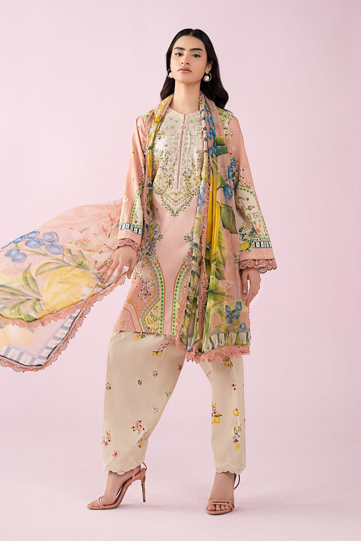 3 Piece Embroidered Lawn Suit Stitched MS2908A-SML-00A