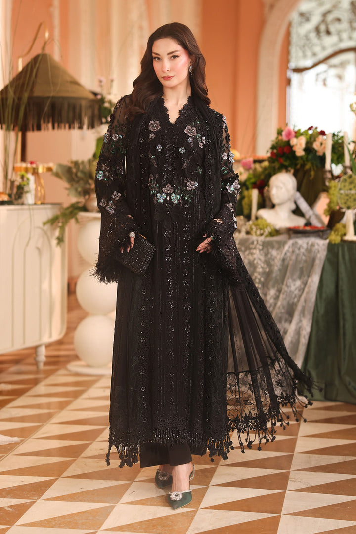 3 Piece Unstitched Embroidered Chiffon Suit Chiffon MP26042-999-BLK