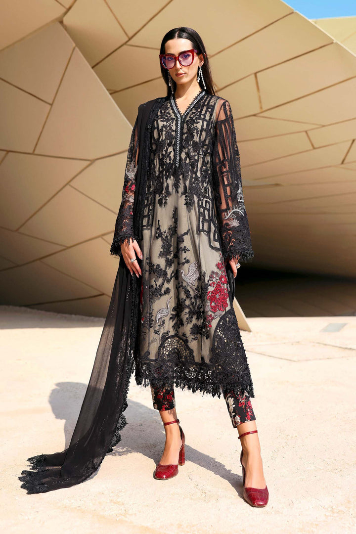 3 Piece Unstitched Embroidered Net Suit Unstitched Fabrics D02607B-999-00B