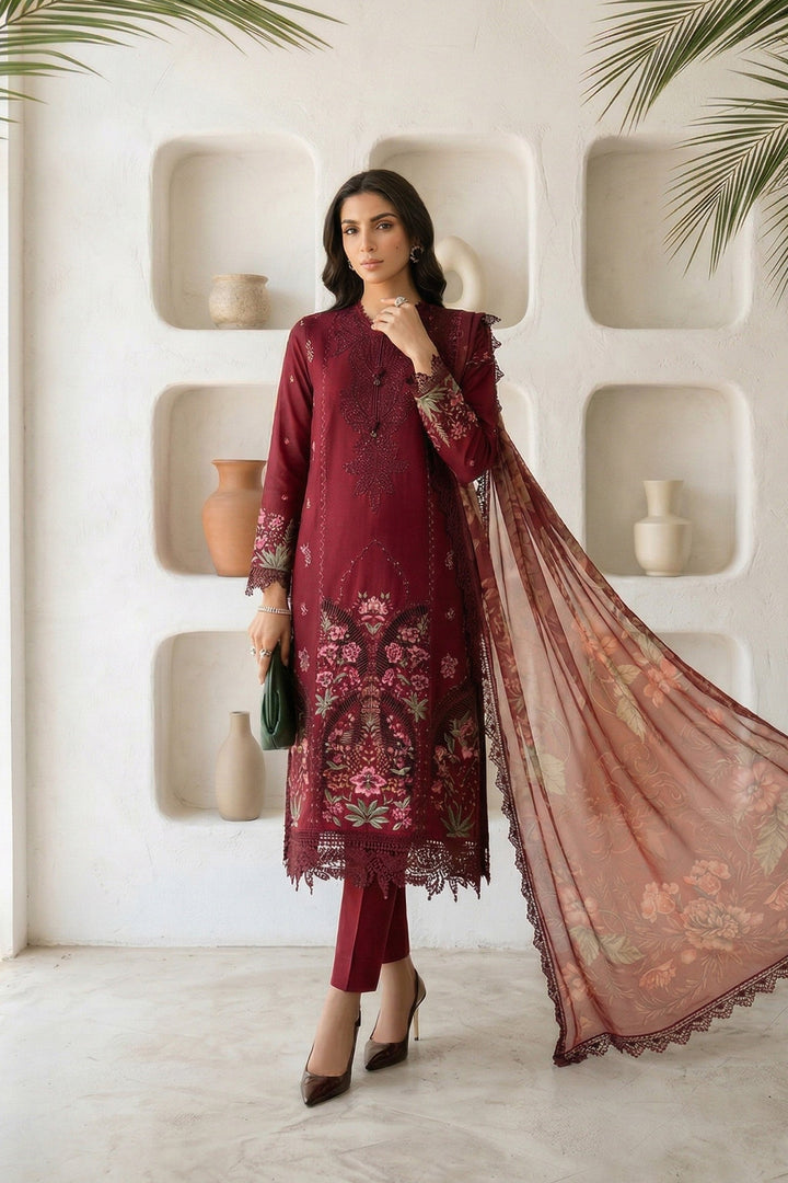 3 Piece Embroidered Lawn Suit Eid Collection DS2611B-SML-00B