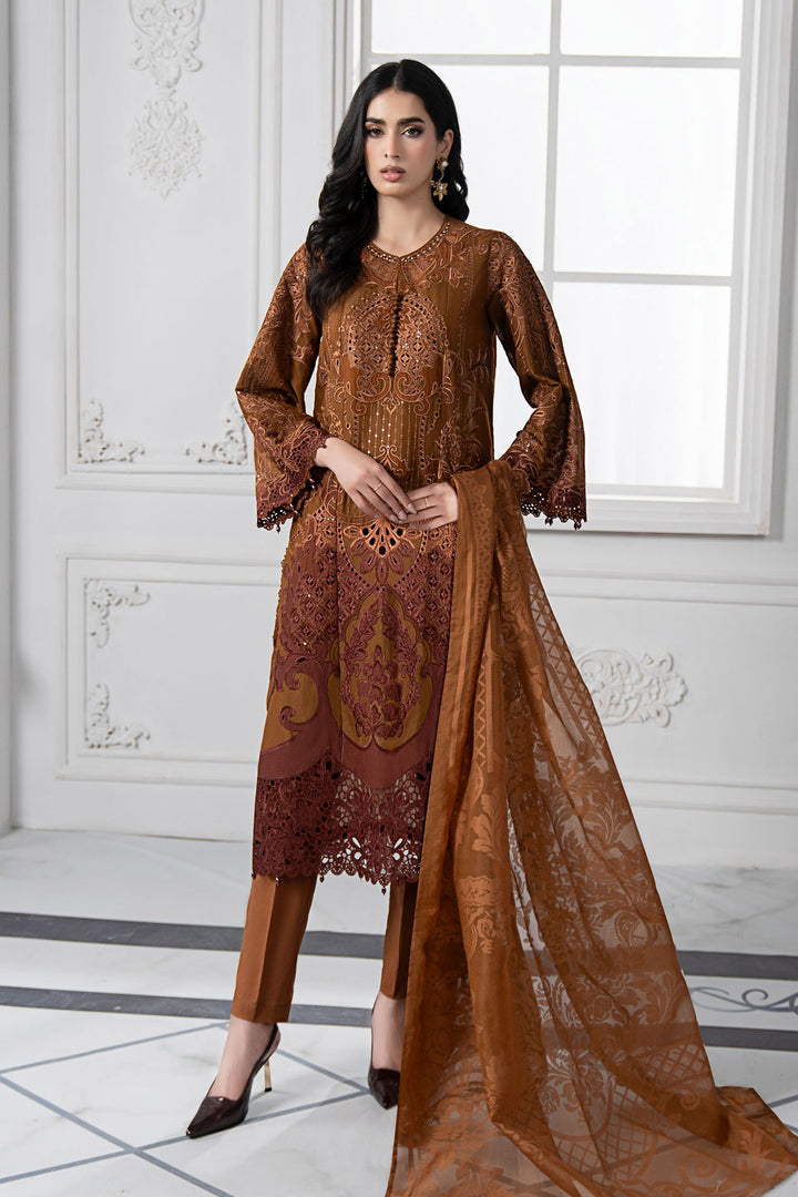 3 Piece Embroidered Paper Cotton Suit | DS-2501-B Stitched DS2501B-SML-00B