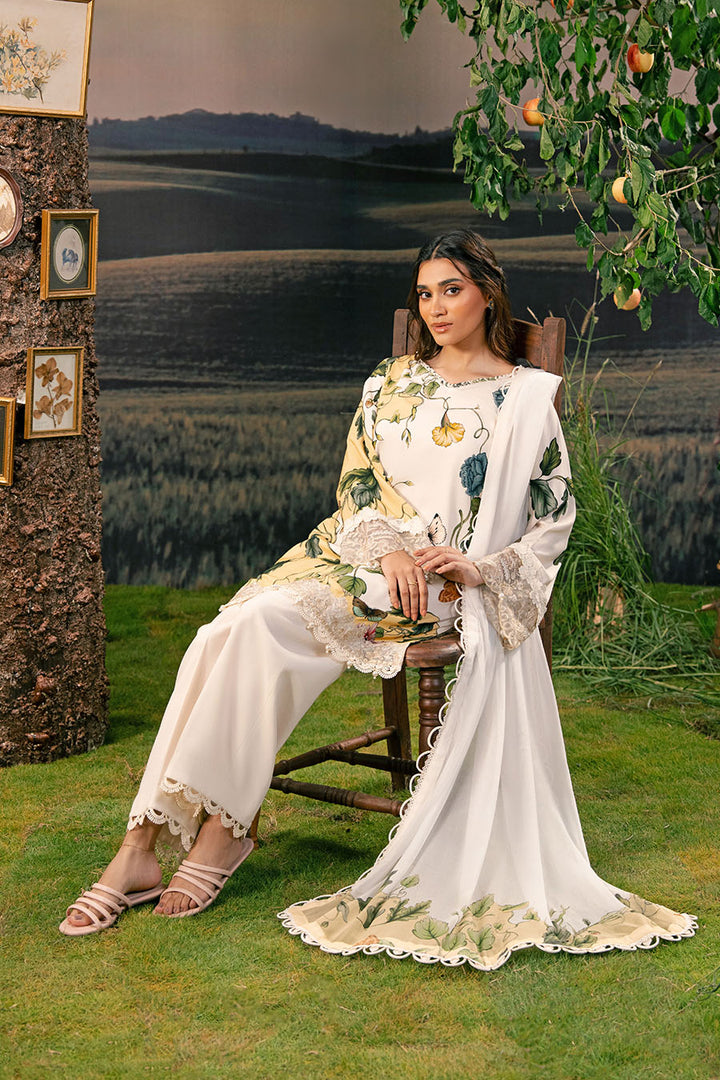 3 Pc Unstitched Embroidered Arabic Lawn Suit | MB-PFUS25-07A m-basic Unstitched Lawn MBF2507A-999-OWY