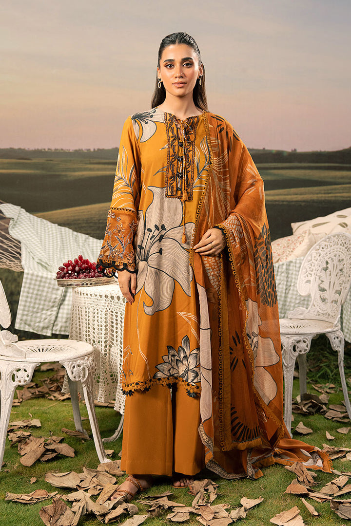 3 Pc Unstitched Embroidered Arabic Lawn Suit | MB-PFUS25-08A m-basic New Arrivals Unstitched MBF2508A-999-BRN