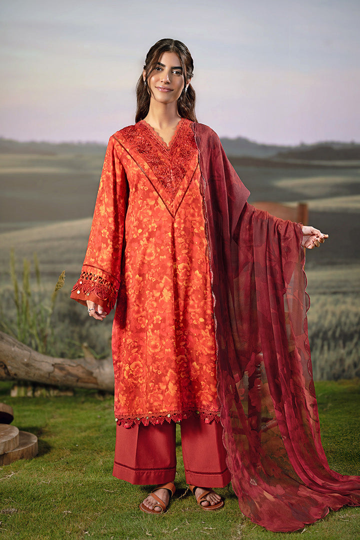 3 Pc Unstitched Embroidered Arabic Lawn Suit | MB-PFUS25-10B m-basic New Arrivals Unstitched MBF2510B-999-0RD