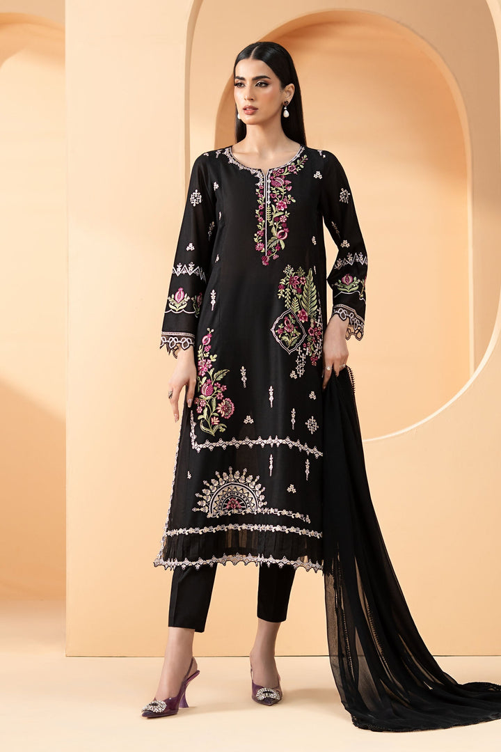 3 Piece Embroidered Lawn Suit Eid Collection DWA2635-ESM-BLK