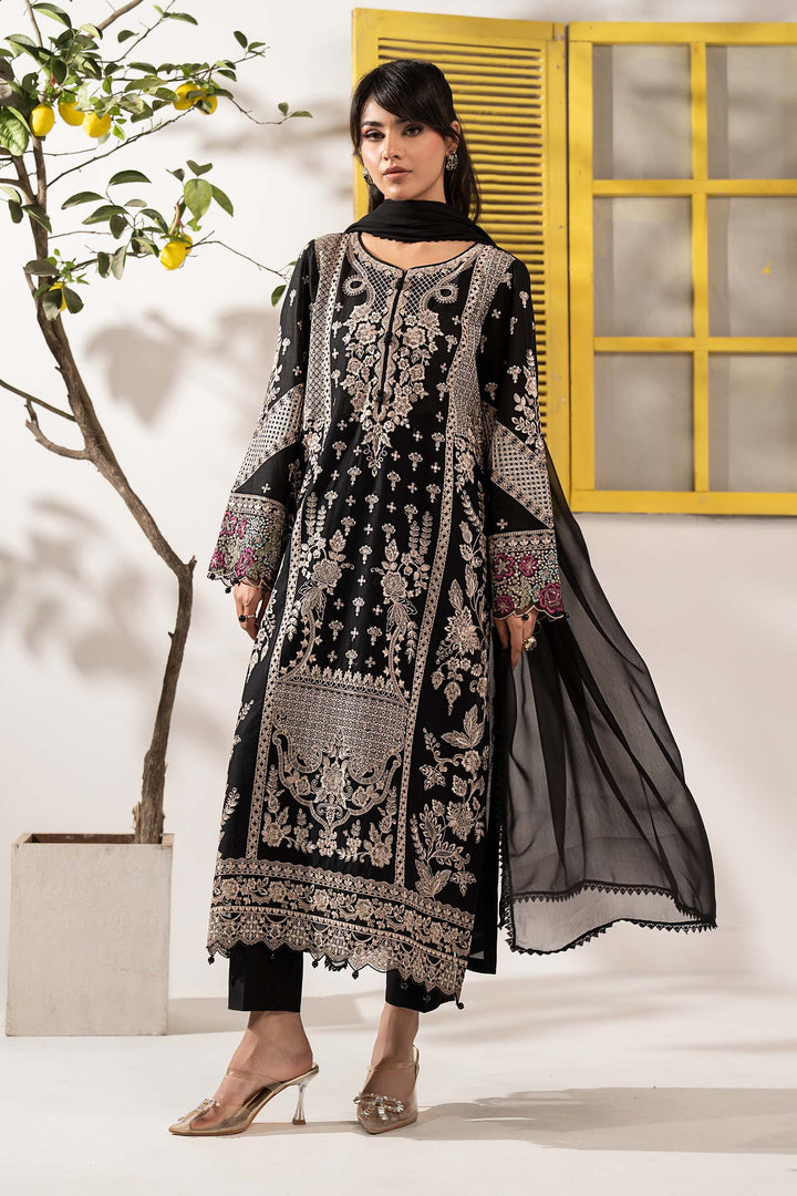 3 Piece Embroidered Lawn Suit Luxury Pret DWE2608-ESM-BLK