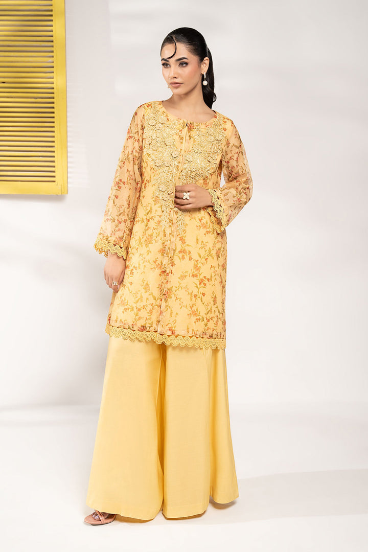 3 Piece Embroidered Cotton Net Suit Luxury Pret DWE2616-ESM-YLW