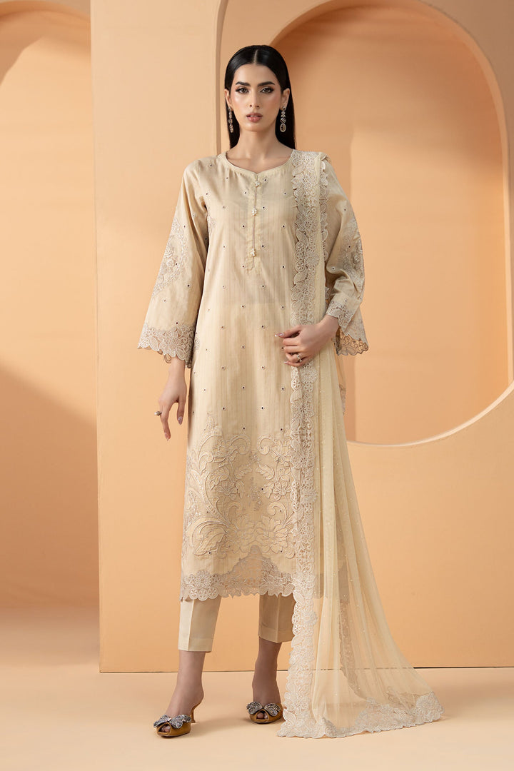 3 Piece Embroidered Dobby Lawn Suit Eid Collection DW26198-ESM-BEG