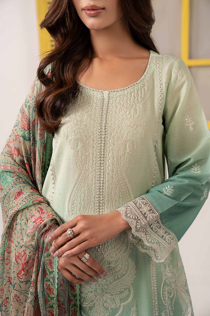 3 Piece Embroidered Dobby Lawn Suit Luxury Pret DWE2663-ESM-GRN