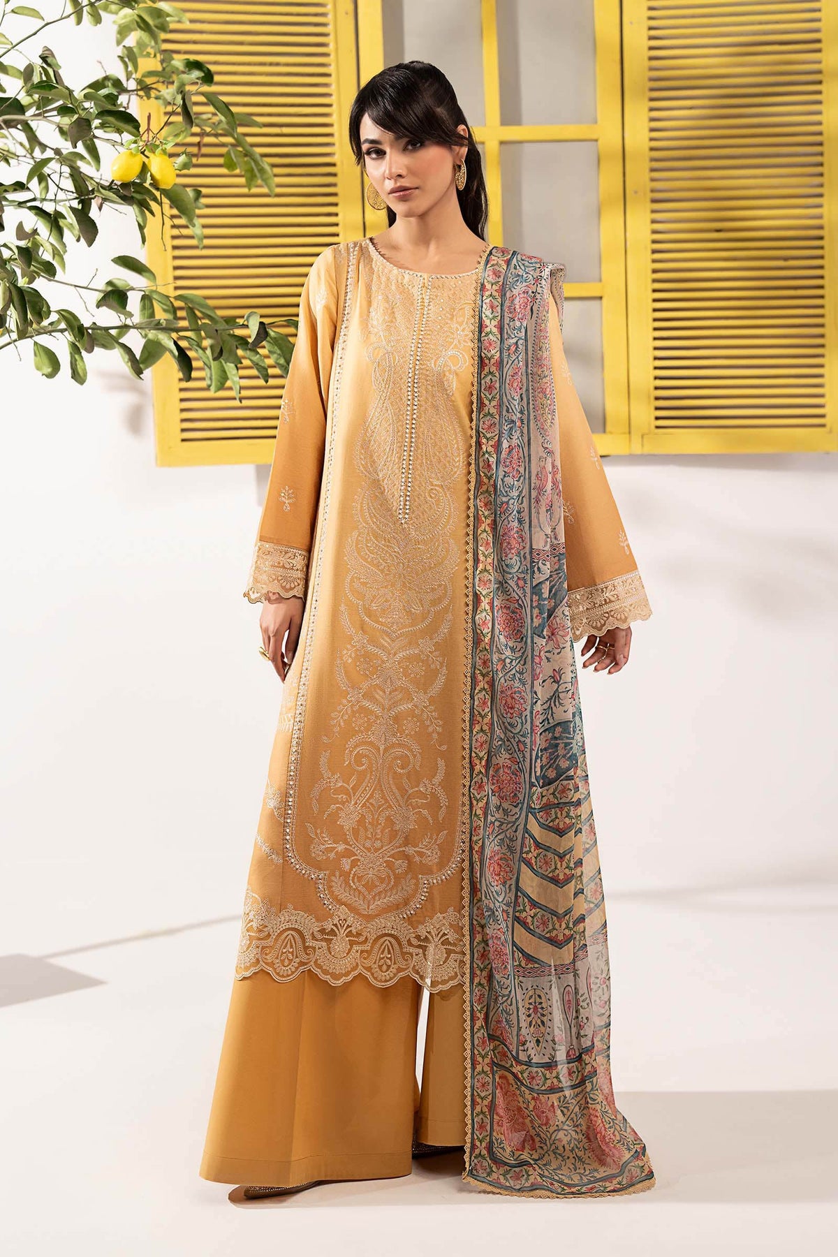3 Piece Embroidered Dobby Lawn Suit