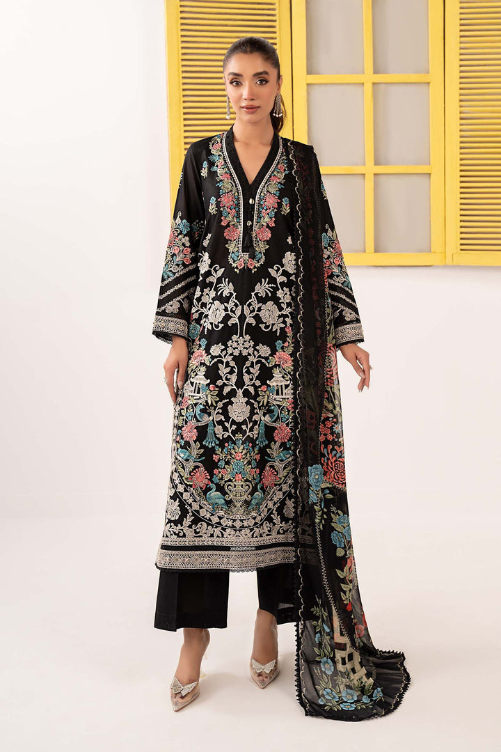 3 Piece Embroidered Lawn Suit Luxury Pret DW26180-ESM-BLK