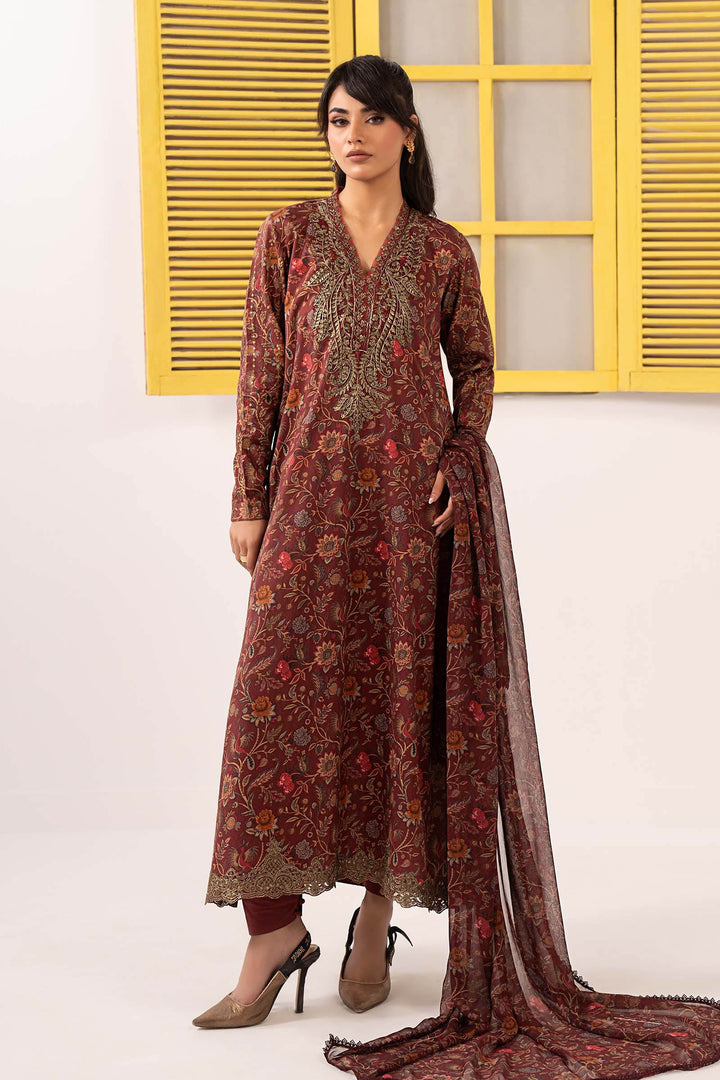 3 Piece Embroidered Dobby Lawn Suit Luxury Pret DWE2628-ESM-MRN