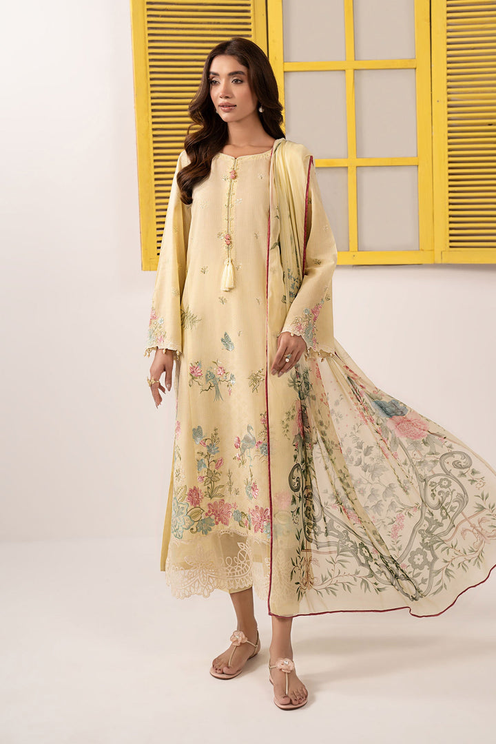 3 Piece Embroidered Dobby Lawn Suit Luxury Pret DWE2652-ESM-YLW