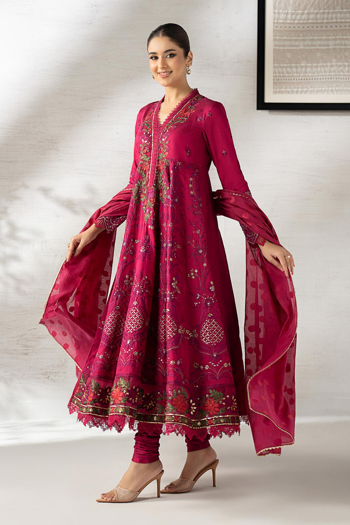 3 Piece Embroidered Staple Raw Silk Suit Luxury Pret DWW2504-ESM-PNK