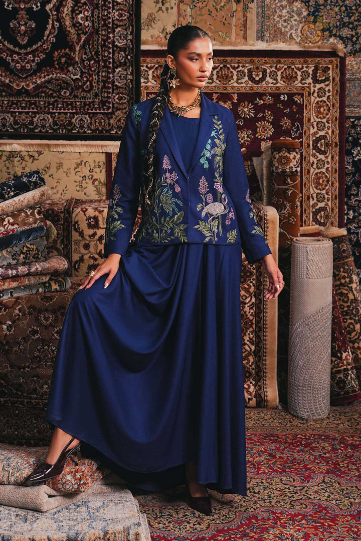 Embroidered Marina Twill Blazer Set Luxury Pret DWW2585-ESM-BLU