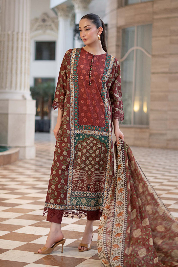 3 Piece Embroidered Lawn Suit Luxury Pret DW26101-ESM-MRN
