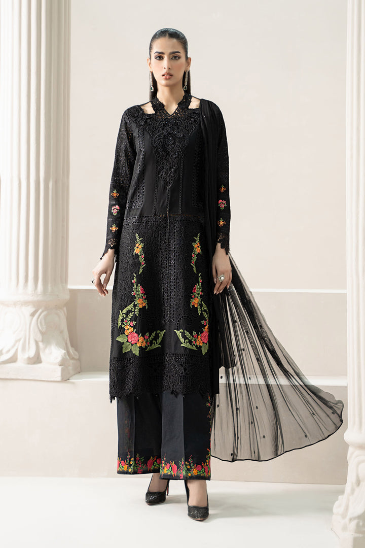 3 Piece Embroidered Lawn Suit | ELS-25-01 Stitched ELS2501-SML-BLK