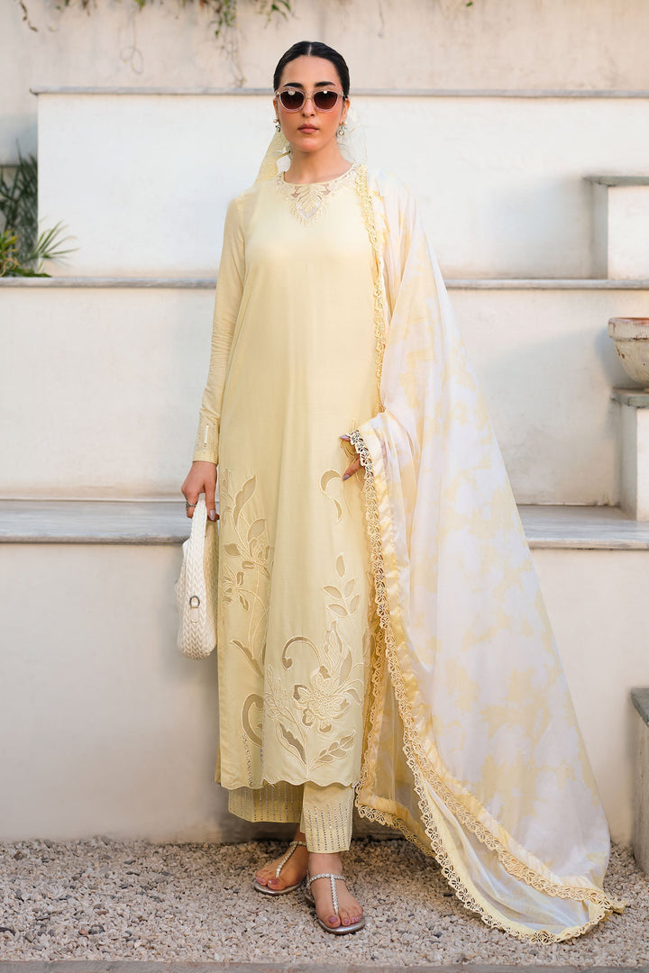 3 Pc Embroidered Arabic Lawn Suit Eid Collection MB26148-ESM-PYW