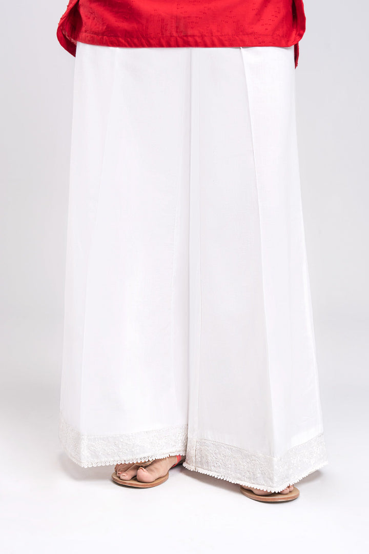 Embroidered Cambric Trouser Bottoms MBCS150-ESM-WHT