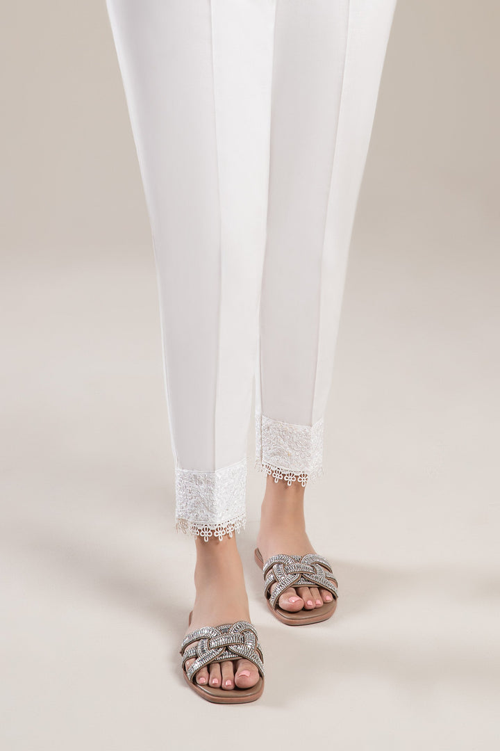 Embroidered Cambric Trouser Bottoms MBCS154-ESM-WHT