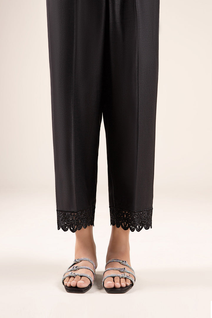 Embroidered Cotton Viscose Trouser Bottoms MBCS159-ESM-BLK