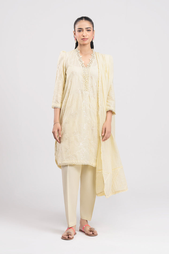 2 Pc Embroidered Textured Cotton Suit m-basic Casuals MBCS171-ESM-LMN