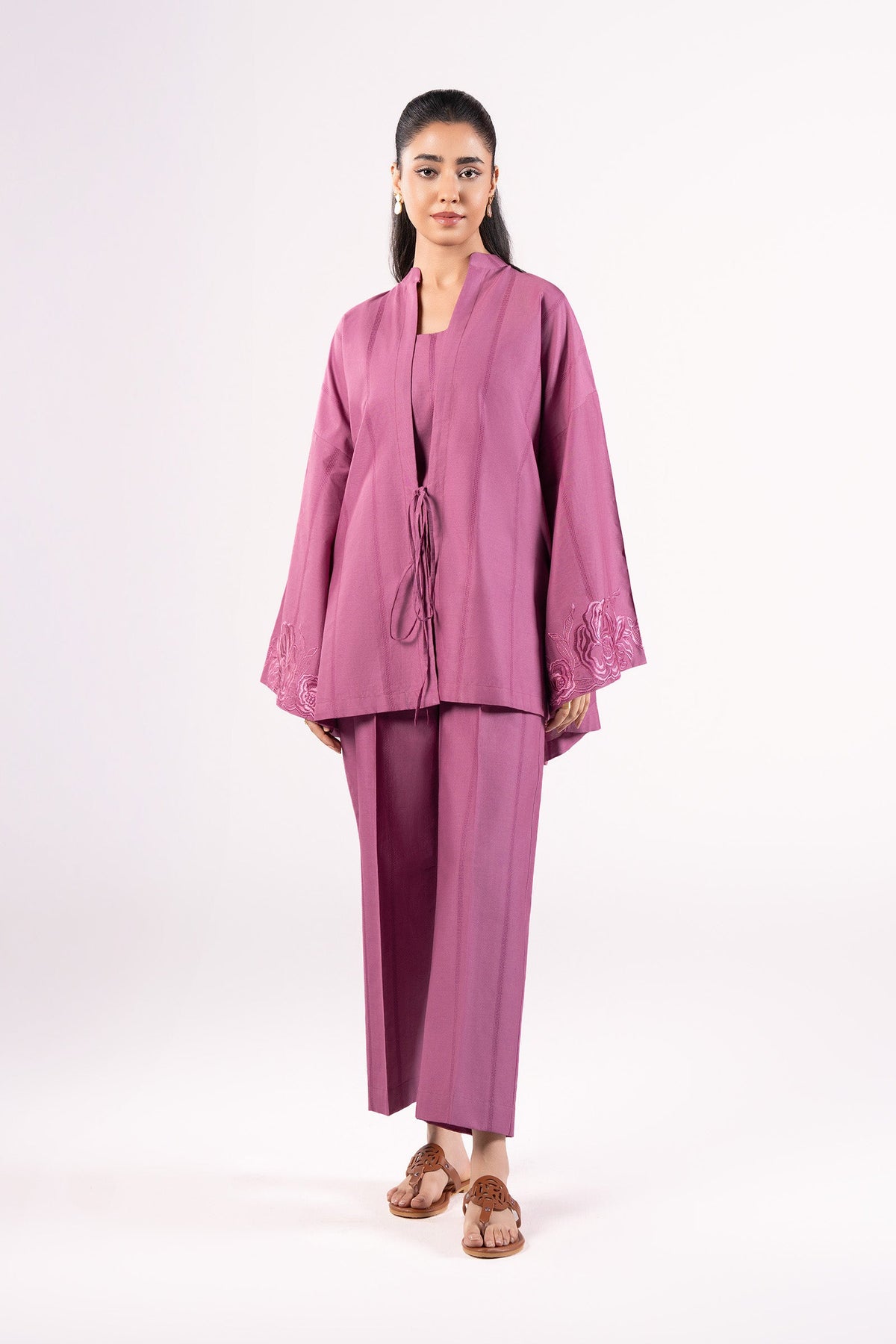 2 Pc Dyed Textured Cotton Suit