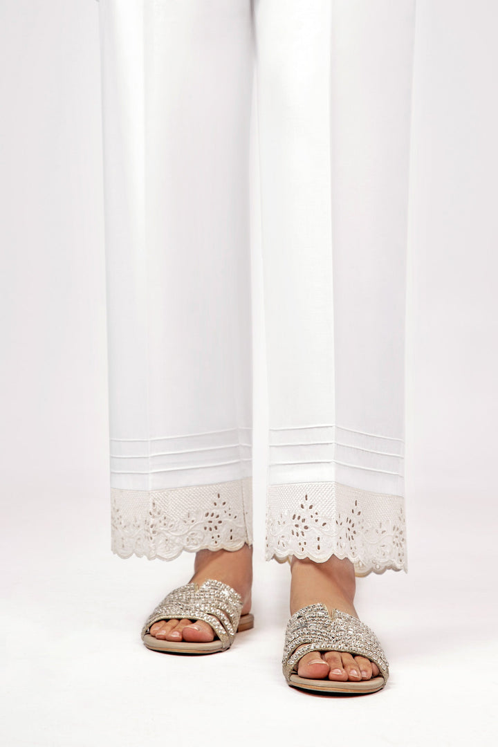 Embroidered Dobby Trouser Bottoms MBCS23B-ESM-WHT