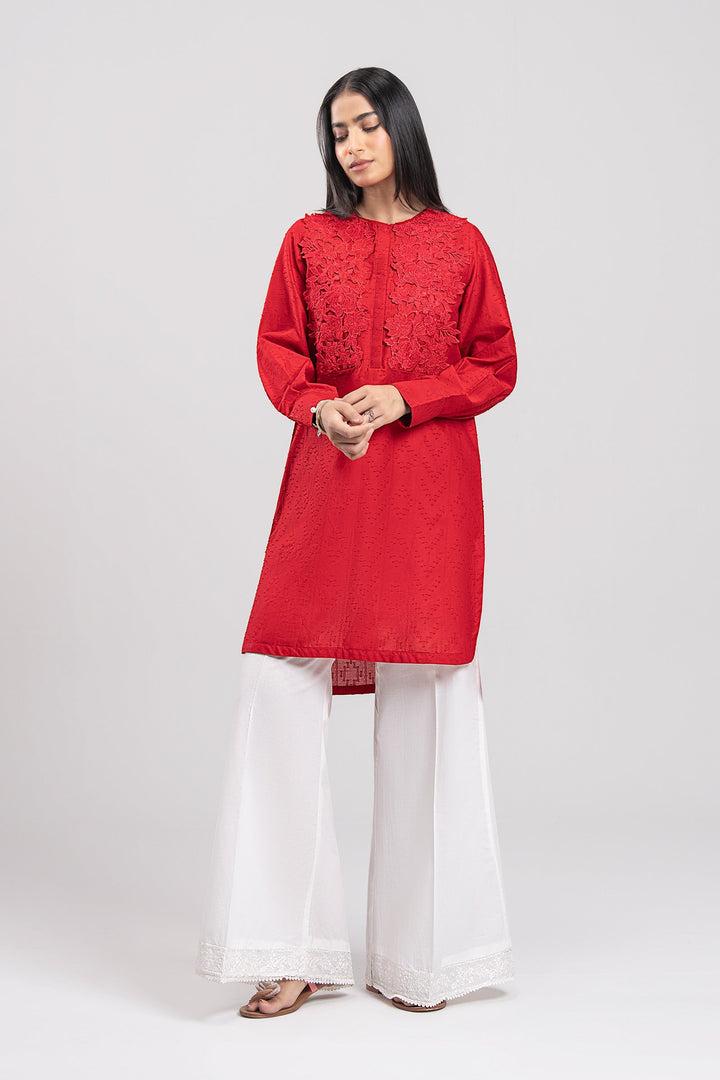 Embroidered Textured Shirt m-basic Casuals MBCS060-ESM-RED