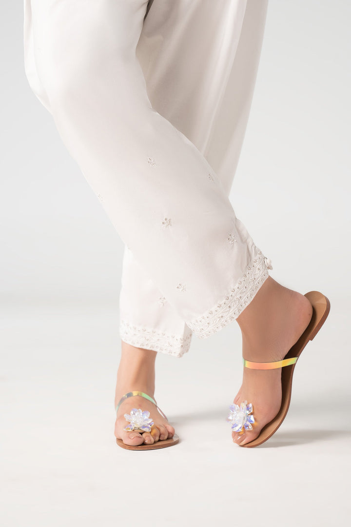 Embroidered Cambric Shalwar Bottoms MBC2604-ESM-WHT